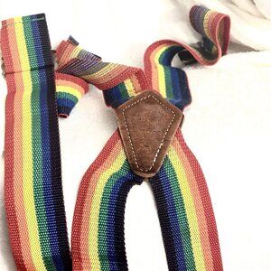 Rooster Products Rainbow Suspenders Leather X-back adjustable